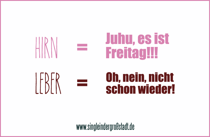 Spruch Hirn & Leber es ist Freitag! Single in der Großstadt